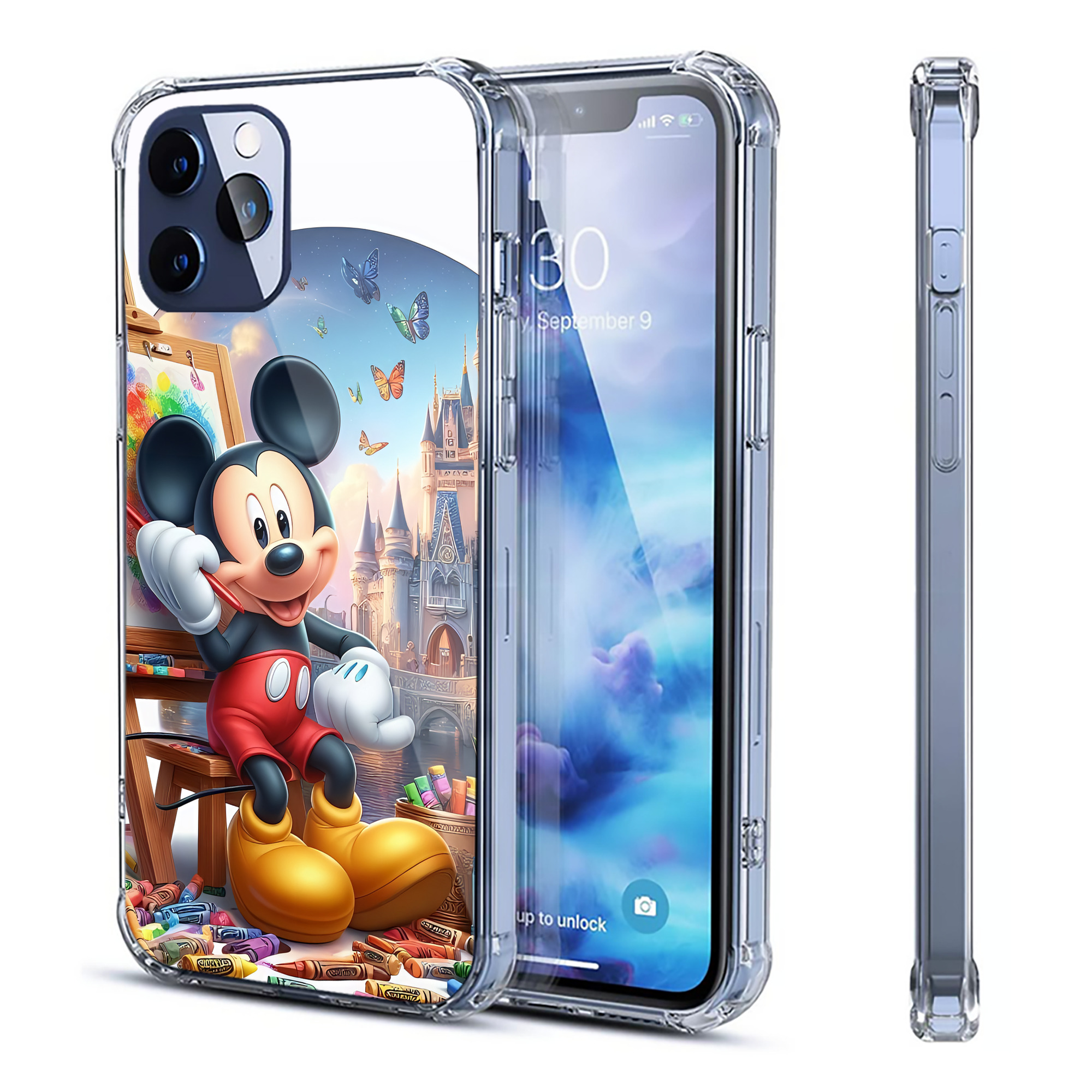 （画像用） ミッキーマウス Mickey Mouse 【iPhone 12シリーズ対応】透明スマホケース（クリアソフトケース）